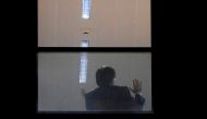 Carles Puigdemont gestures inside the public prosecutor's office in Brussels, on November 5, 2017. AFP /NICOLAS MAETERLINCK

