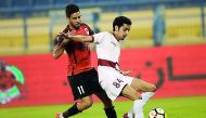 Action from the QSL Cup match of Group B between leaders Al Rayyan and Al Markhiya at Al Gharafa Stadium yesterday.