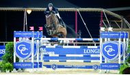 Dutch rider Maikel van der Vleuten guides VDL Groep Verdi Tn over an obstacle during the 1.50/1.55m class event on day one of the Longines Global Champions Tour (LGCT) at Al Shaqab Arena yesterday. 
