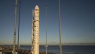 SET FOR LAUNCH. The Orbital ATK Antares rocket, with the Cygnus spacecraft onboard, is seen on launch Pad-0A, Friday, November 10, 2017 at NASA's Wallops Flight Facility in Virginia. Photo by Bill Ingalls/NASA/AFP.