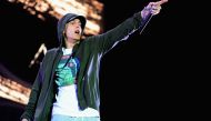 (FILES) This file photo taken on July 31, 2014 shows Eminem performing at Samsung Galaxy stage during 2014 Lollapalooza in Chicago, Illinois. AFP / GETTY IMAGES NORTH AMERICA / Theo Wargo