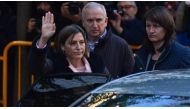 Former speaker of Catalonia's dissolved parliament Carme Forcadell (L) gestures as she arrives at the Supreme Court in Madrid, Spain on November 9, 2017 to be questioned over her role in Catalonia's independence drive. ( Juan Carlos Rojas - Anadolu Agency