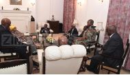 An image published in The Herald (@HeraldZimbabwe) website in which Mugabe meets ZDF Commander General Constantino Chiwenga, Father Fidelis Mukonori and South African envoys at State House this afternoon.