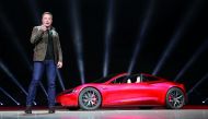 Tesla CEO Elon Musk unveils the Roadster 2 during a presentation in Hawthorne, California, U.S., November 16, 2017. Tesla/Handout via REUTERS