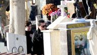 Toto Riina's children Salvo and Maria Concetta attend the funeral in Corleone, Italy November 22, 2017. REUTERS/Guglielmo Mangiapane