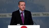Turkish President Recep Tayyip Erdogan delivers a speech during the 33rd session of the OIC Standing Committee on Economic and Commercial Cooperation in Istanbul, Turkey on November 22, 2017. Berk Özkan - AA
