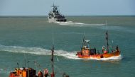 Argentina's Navy destroyer ARA Sarandi sails off to take part in the search of missing submarine ARA San Juan, from the north breakwater of Argentina's Navy base in Mar del Plata, on the Atlantic coast south of Buenos Aires, on November 21, 2017. AFP / Ei