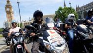 Delivery riders protest in London as the number of acid attacks continues to increase AFP/NIKLAS HALLE'N.