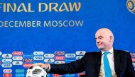 FIFA president Gianni Infantino attending a press conference prior to the Final Draw for the 2018 FIFA World Cup football tournament in Moscow on December 01, 2017. (AFP / Alexander NEMENOV)