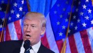 US President Donald Trump speaks at a fundraising breakfast at a restaurant in New York, New York on December 2, 2017. President Donald Trump hailed the tax cut bill passed by the Senate overnight, the latest step toward what could be a major victory for 