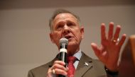 Republican Senatorial candidate Roy Moore speaks about the race against his Democratic opponent Doug Jones is too close and there will be a recount during his election night party in the RSA Activity Center on December 12, 2017 in Montgomery, Alabama.  Jo
