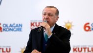 President of Turkey and Leader of the Justice and Development Party (AK Party) Recep Tayyip Erdogan addresses during his party's provincial head meeting in Karaman, Turkey on December 17, 2017. Mehmet Ali Özcan - Anadolu
