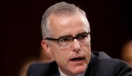 A file photo of acting FBI Director Andrew McCabe testifies before a Senate Intelligence Committee hearing on Capitol Hill in Washington, DC, US, June 7, 2017. REUTERS/Aaron P. Bernstein/File Photo