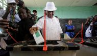 File photo of Joseph Nyuma Boakai, Liberia's vice president and presidential candidate of Unity Party (UP), at a polling station in Monrovia, Liberia. Reuters 
