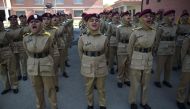 A file photo of Pakistani cadets parading at the Pakistan Army's first Girls' Cadet College in Mardan October 25, 2017. / AFP / Farooq NAEEM 
