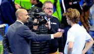 Andy Taylor (left) interviews Russia’s Andrey Rublev yesterday.  Picture by: Salim Matramkot/The Peninsula