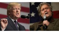 (COMBO) This combination of pictures created on January 3, 2018 shows a file photo taken on December 18, 2017 of US President Donald Trump (L) and a file photo taken on December 5, 2017 of Steve Bannon. AFP / GETTY IMAGES NORTH AMERICA / SAUL LOEB AND JOE