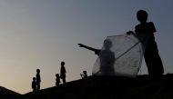 Rohingya refugee children play kites at Balukhali refugee camp, near Cox's Bazar, Bangladesh January 6, 2018. REUTERS/Tyrone Siu
