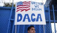(FILES) This file photo taken on September 10, 2017 shows a DACA recipient during a protest in support of DACA (Deferred Action for Childhood Arrivals) in Los Angeles, California. AFP / Robyn Beck