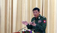 Myanmar Chief of General Staff Lieutenant General Mya Tun Oo during a news conference in  at the Chief of Defense office in Naypyitaw, Myanmar. Reuters