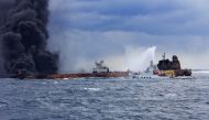 This handout picture taken and released on January 12, 2018 by the Transport Ministry of China shows the Chinese firefighting vessel 