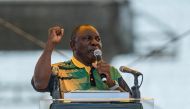 African National Congress President Cyril Ramaphosa addresses supporters at the ANC's 106th anniversary celebrations at Absa Stadium in East London, South Africa, during on January 13, 2018. AFP / MUJAHID SAFODIEN