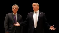 U.S. President Donald Trump speaks as he and House Majority Leader Kevin McCarthy arrive for dinner at Trump's golf club in West Palm Beach, Florida, U.S., January 14, 2018. REUTERS/Kevin Lamarque