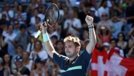 Tennis - Australian Open - Hisense Arena, Melbourne, Australia, January 16, 2018. Stan Wawrinka of Switzerland celebrates winning against Ricardas Berankis of Lithuania. REUTERS/Toru Hanai
