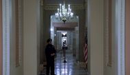 Capitol Police officer stands shortly after beginning the Government shutdown on Capitol Hill in Washington, U.S., January 20, 2018. REUTERS/Yuri Gripas
