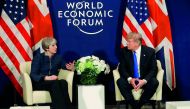U.S. President Donald Trump meets with Britain's Prime Minister Theresa May during the World Economic Forum (WEF) annual meeting in Davos, Switzerland, January 25, 2018 Reuters/Carlos Barria