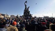 Supporters of russian opposition leader Alexei Navalny attend a rally for a boycott of a March 18 presidential election in the far eastern city of Vladivostok, russia January 28, 2018. REUTERS/Yuri Maltsev
