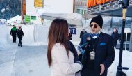 Dr R Seetharaman, Doha Bank CEO, speaking to media in Davos, Switzerland.