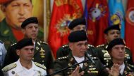 Venezuela's Defense Minister Vladimir Padrino (C) Lopez talks to the media during a news conference, in Caracas, Venezuela, February 2, 2018. Reuters/Marco Bello