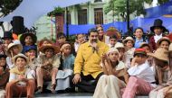 Venezuela's President Nicolas Maduro (C) attends an event with supporters at Plaza Bolivar square in downtown Caracas, Venezuela February 1, 2018. Miraflores Palace/ Reuters