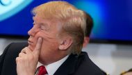 US President Donald Trump attends a meeting at the Customs and Border Protection National Targeting Center in Sterling, Virginia on February 2, 2018. (AFP / Mandel NGAN)