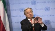 United Nations Secretary-General Antonio Guterres speaks during a press conference at UN Headquarters in New York, United States on February 2, 2018. (At?lgan Özdil - Anadolu Agency)