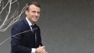 French president Emmanuel Macron arrives to visit the National Institute of Agricultural Research (INRA) on Febuary 7, 2018, in San Giuliano near Bastia, on the French Mediterranean island of Corsica.  AFP / Ludovic MARIN