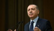 (FILE PHOTO) President of Turkey Recep Tayyip Erdogan delivers a speech during the 45th Mukhtars Meeting at Presidential Complex in Ankara, Turkey on February 8, 2018. Kayhan Özer - Anadolu

