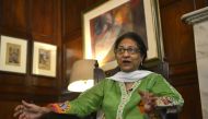 (FILES) In this photograph taken on October 4, 2014, Pakistani human rights activist and Supreme Court lawyer Asma Jahangir gestures during an interview with AFP in Lahore. AFP / ARIF ALI