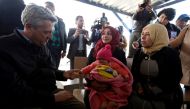 UN High Commissioner for Refugees Filippo Grandi, speaks to the Syrian refugees during his visit to Al Zaatari refugee camp, in the Jordanian city of Mafraq, near the border with Syria, February 12, 2018. Reuters/Muhammad Hamed
