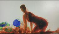 A screen grab from a video showing the woman's silhouette as she passed through the X-ray machine.