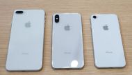 [From left] iPhone 8 Plus, iPhone X and iPhone 8 models are displayed during the launch event in Cupertino, California, US. Reuters