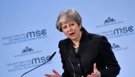 British Prime Minister Theresa May gives a speech during the Munich Security Conference on February 17, 2018 in Munich, southern Germany. AFP / Thomas KIENZLE