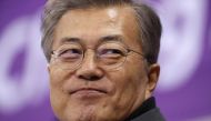 South Korea's President Moon Jae-in attends the Pyeongchang 2018 Winter Olympics. REUTERS/John Sibley	
