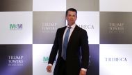 Donald Trump Jr. poses for photographers during a photo opportunity before start of a meeting in New Delhi, India, February 20, 2018. REUTERS/Adnan Abidi