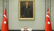 President of Turkey, Recep Tayyip Erdogan chairs the cabinet meeting held at Presidential Complex in Ankara, Turkey on February 19, 2018. ( Kayhan Özer - Anadolu Agency )
