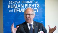 Venezuelan exiled veteran opposition figure and former mayor of Caracas Antonio Ledezma speaks in an interview with Reuters during the Geneva Summit for Human Rights and Democracy in Geneva, Switzerland February 20, 2018. Reuters/Pierre Albouy