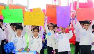 The students of The Next Generation School celebrate Qatar National Sport Day. 