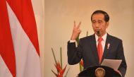 File photo of Indonesian President Joko Widodo delivers a speech at Foreign Ministry office in Jakarta, Indonesia, February 12, 2018. Antara Foto/Wahyu Putro/ via REUTERS