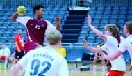 Action from ISF World Schools Handball Championships match between Qatar and Denmark yesterday.
